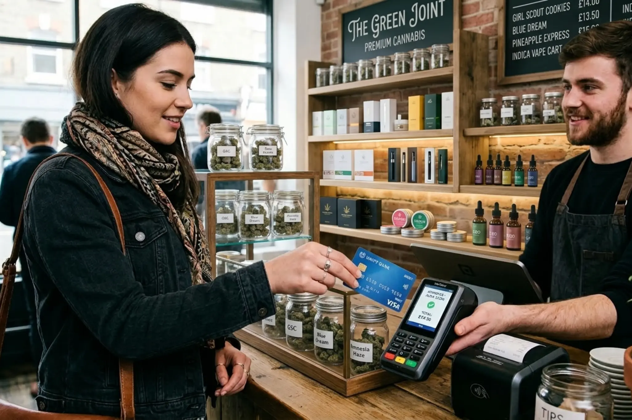 Cannabis dispensary transaction.